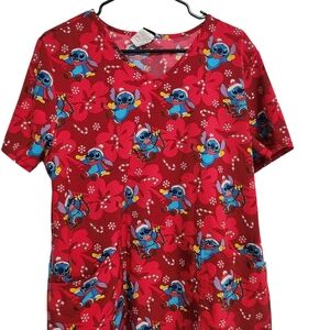 Red Stitch Print Scrub top, BUY 2 get 1 FREE!